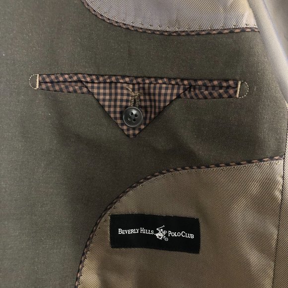 BEVERLY HILLS POLO CLUB Brown Suit Jacket Men's Size 44L Two-Button Long Sleeve - Picture 7 of 8